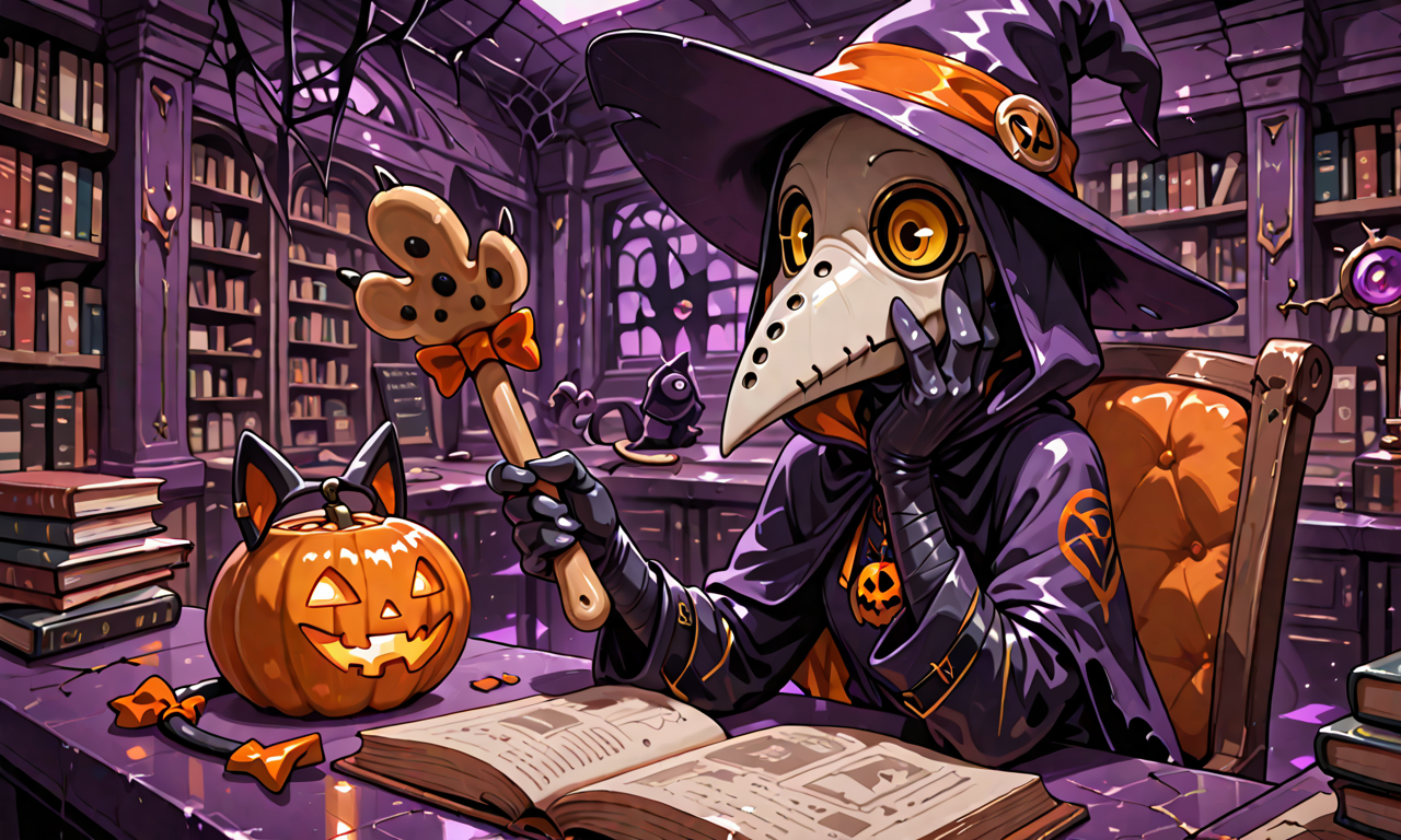 a plague doctor sitting at a table halloween wallpaper